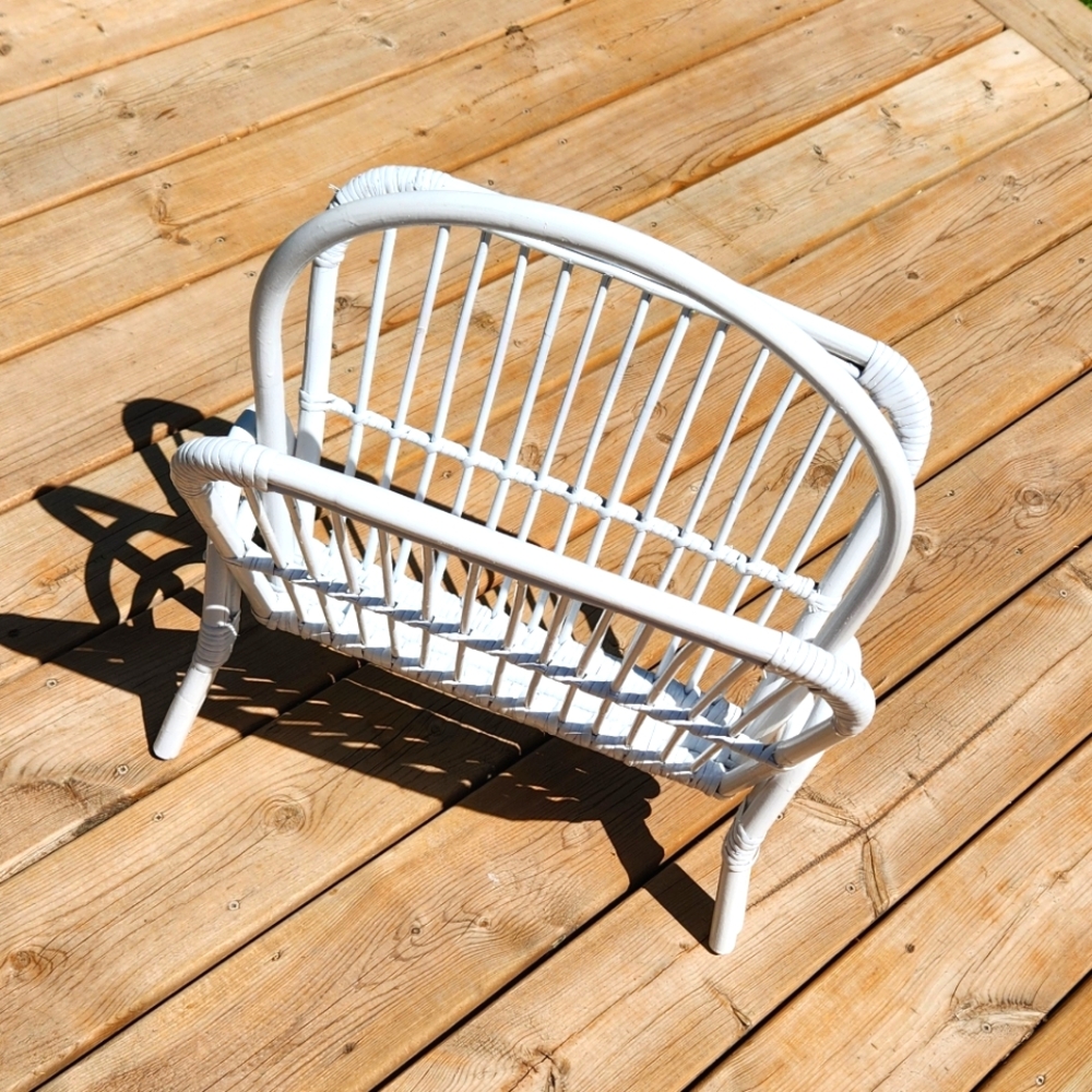 Boho Vintage Wicker Magazine Rack - Picture 2 of 13